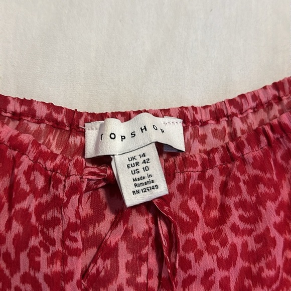 NWOT Topshop Red/Pink Leopard Prairie Cropped Blouse Size US 10 - Picture 4 of 8